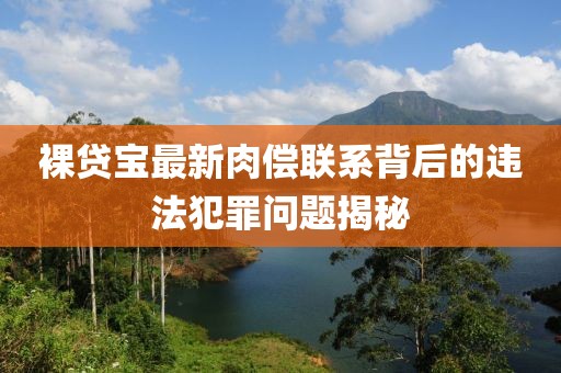 裸貸寶最新肉償聯(lián)系背后的違法犯罪問題揭秘