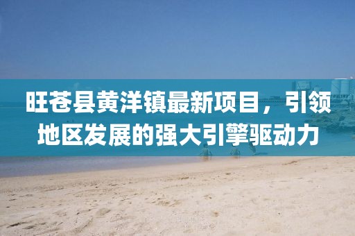 旺蒼縣黃洋鎮(zhèn)最新項目，引領(lǐng)地區(qū)發(fā)展的強大引擎驅(qū)動力