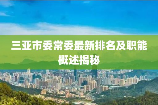 三亞市委常委最新排名及職能概述揭秘