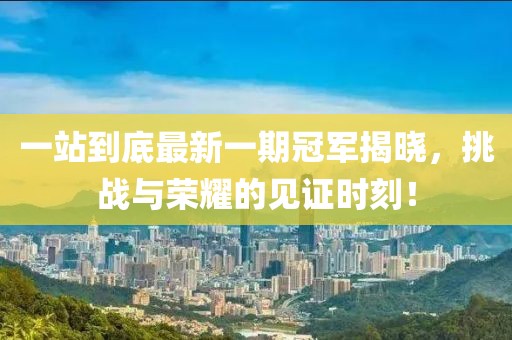 一站到底最新一期冠軍揭曉，挑戰(zhàn)與榮耀的見(jiàn)證時(shí)刻！