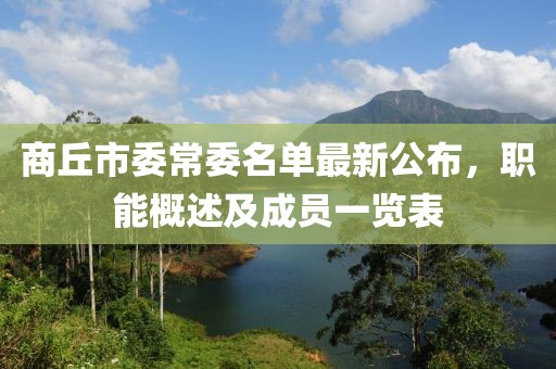 商丘市委常委名單最新公布，職能概述及成員一覽表