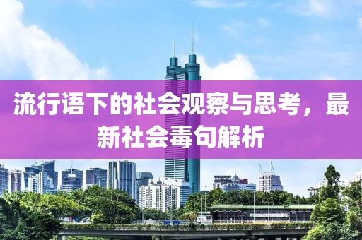 流行語下的社會(huì)觀察與思考，最新社會(huì)毒句解析